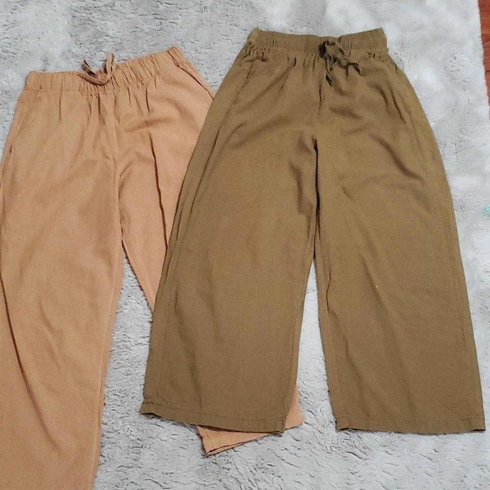 Wide Leg Pants in Tan and Brown